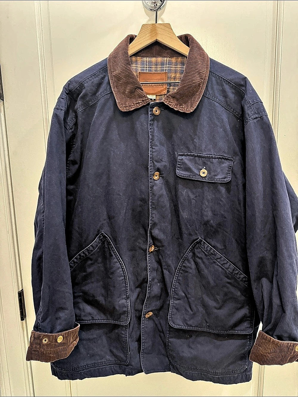 Vintage 100%Cotton Aberdeen Plaid Lined Field Jacket in Blue & Brown
